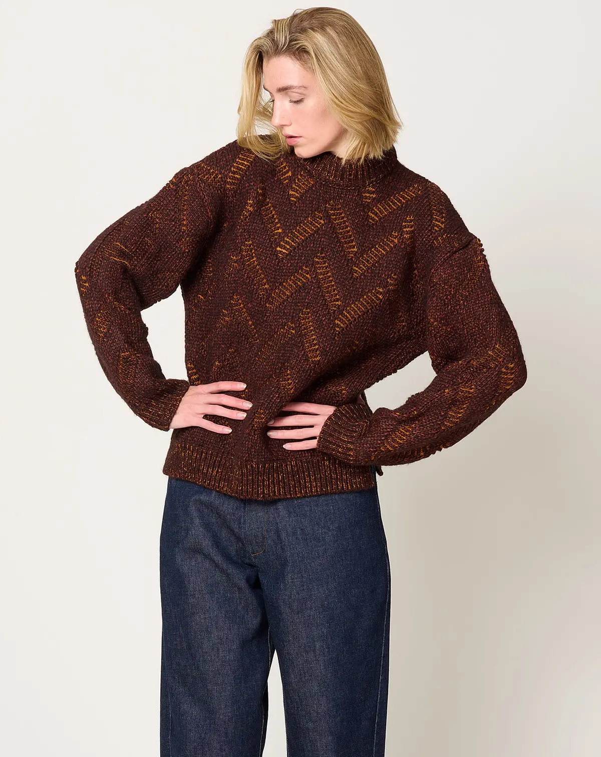 Flat Knitted Sweater In Flat Brown 1