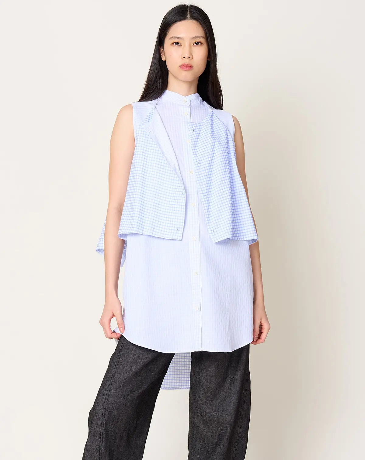 Flip Dress In White Blue Grid 1