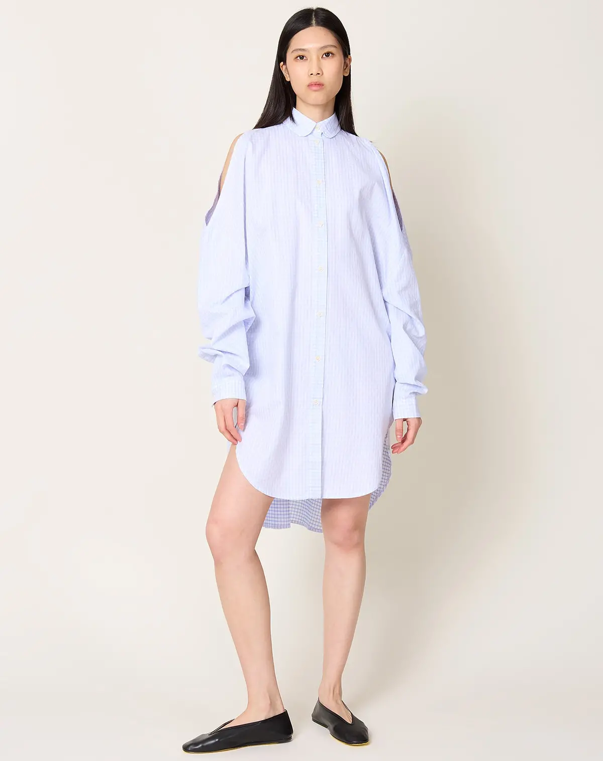 New Bumble Shirtdress In White Blue Grid 1