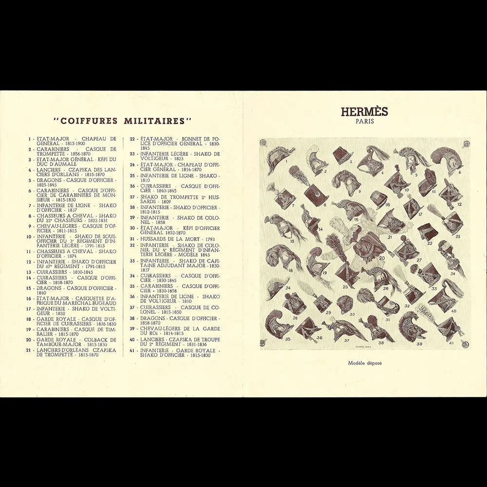 Hermès - Coiffures Militaires, Descriptif Du Carré De Grygkar (Circa 1965) 2
