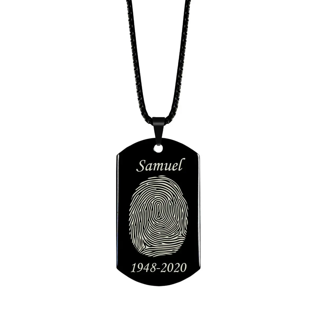 High Polished Stainless Steel Fingerprint Dog Tag Necklace 1