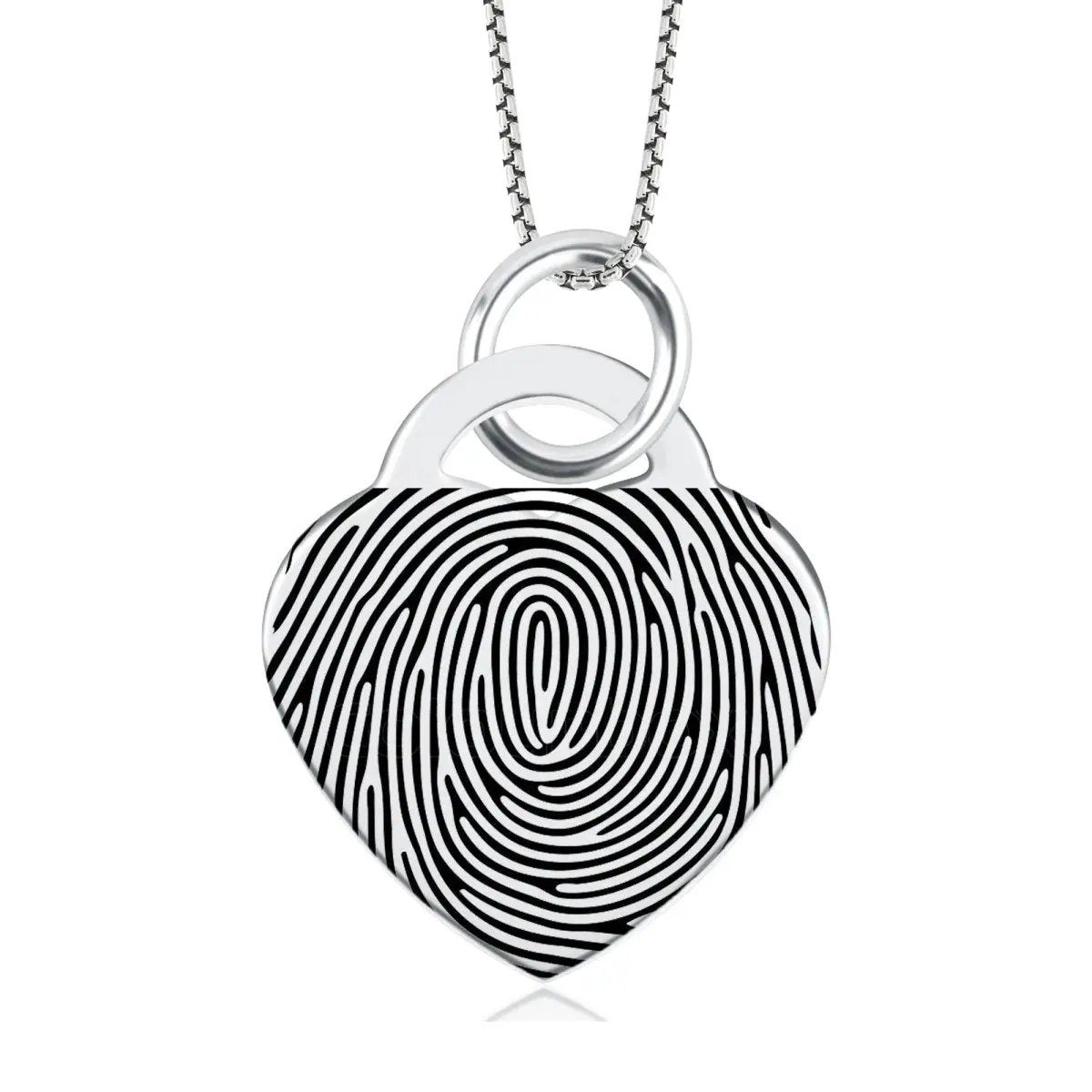 High Polished Stainless Steel Fingerprint Heart Necklace 1