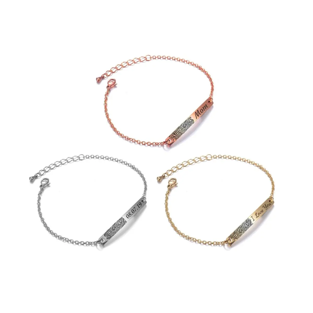 High Polished Stainless Steel Fingerprint Womens Bracelet 1