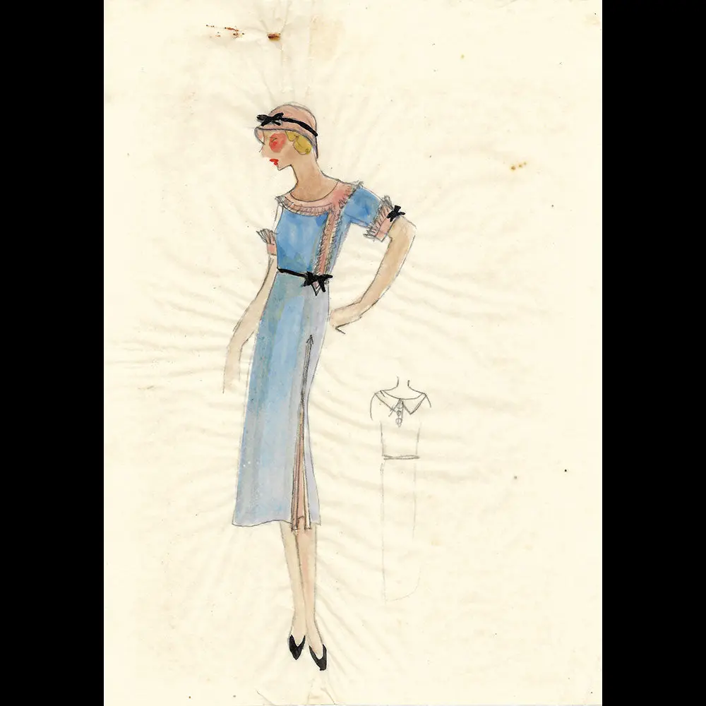 René Hubert - Dessin D'une Robe Pour Danielle Parola (1926) 1