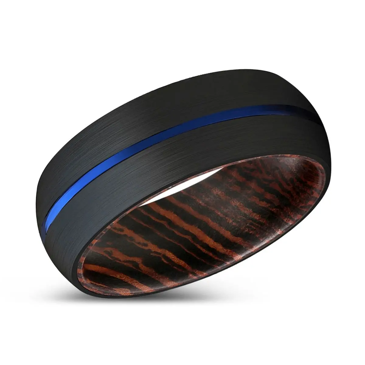 Hubs | Wenge Wood, Black Tungsten Ring, Blue Groove, Domed 2