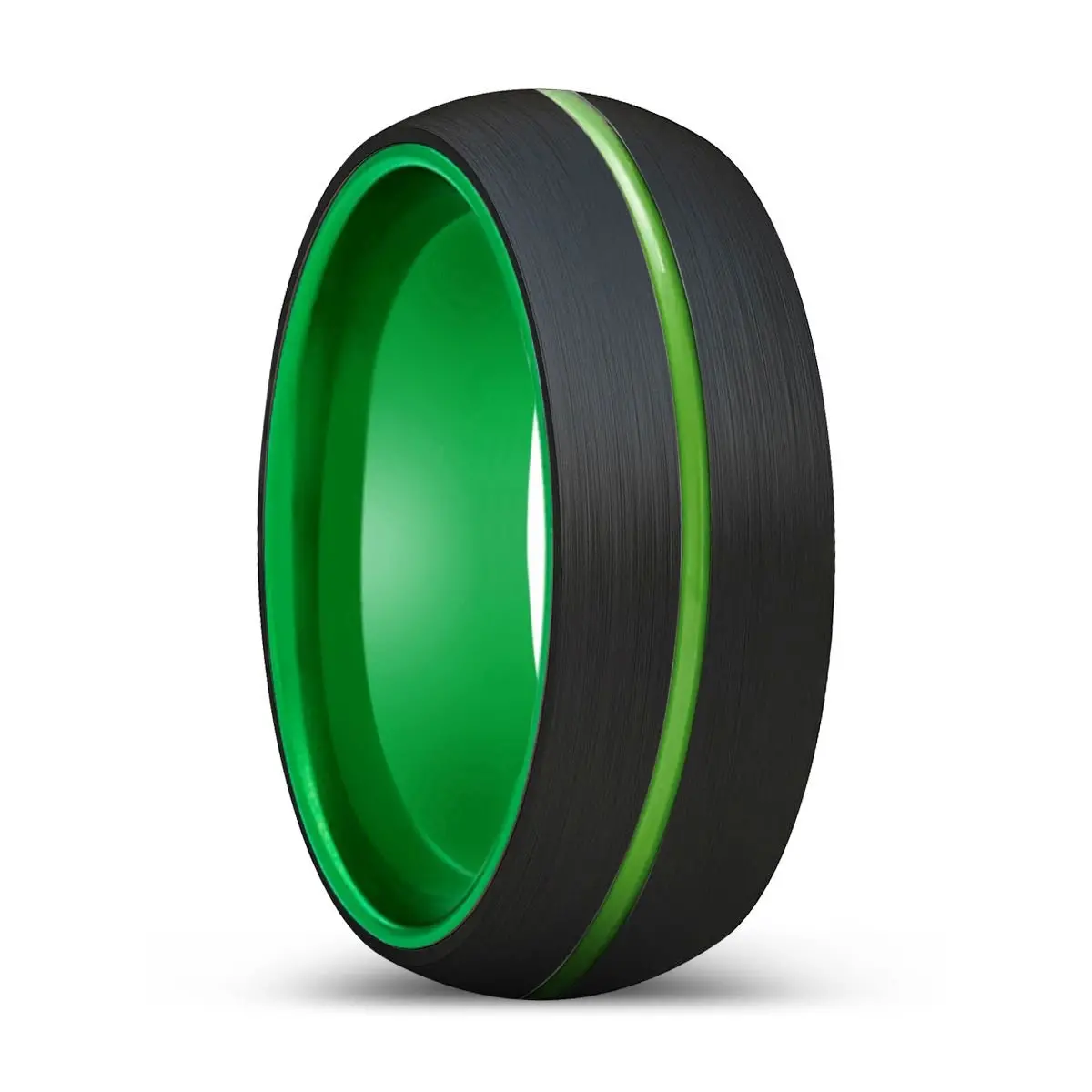 Hurley | Green Ring, Black Tungsten Ring, Green Groove, Domed 1