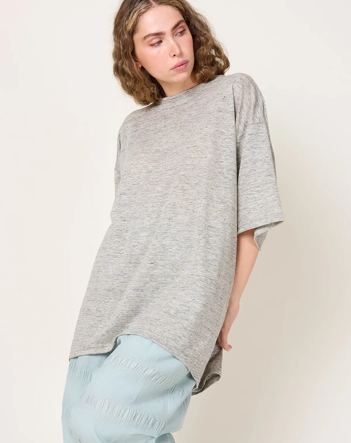 Linen Jersey Pullover In Grey 1
