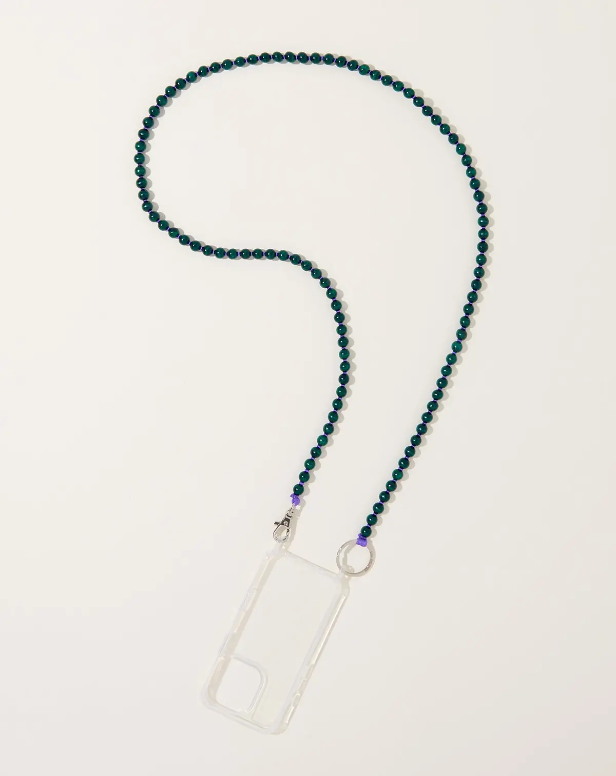 Handykette Iphone Necklace In Dark Green On Purple 1