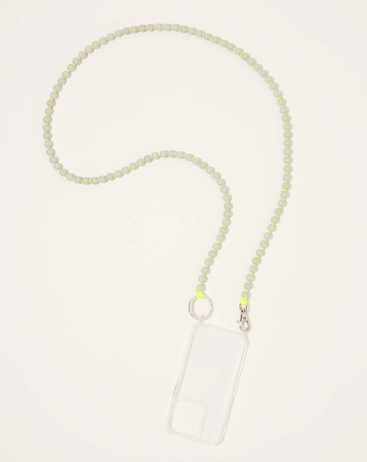 Handykette Iphone Necklace In Light Grey On Neon Yellow 1