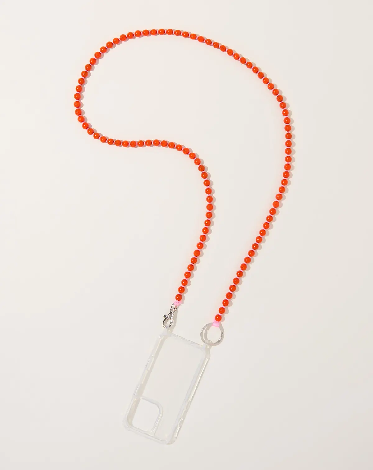 Handykette Iphone Necklace In Orange On Rose 1