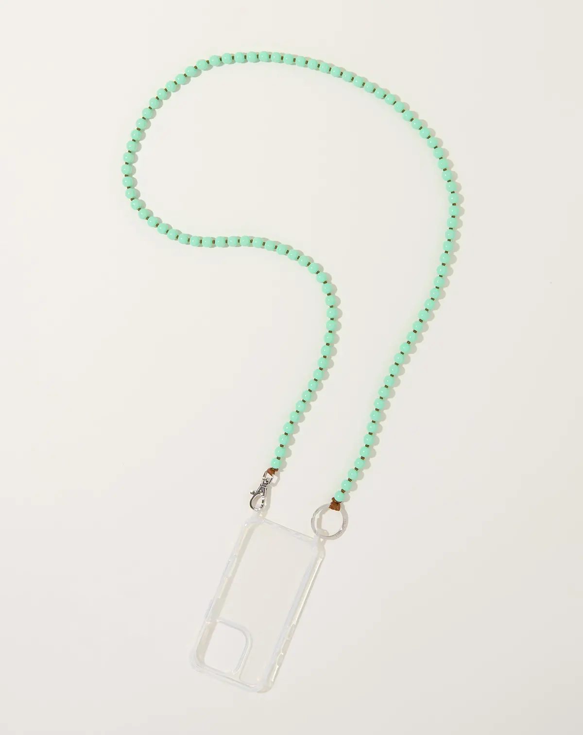 Handykette Iphone Necklace In Pastel Green On Mocha 1