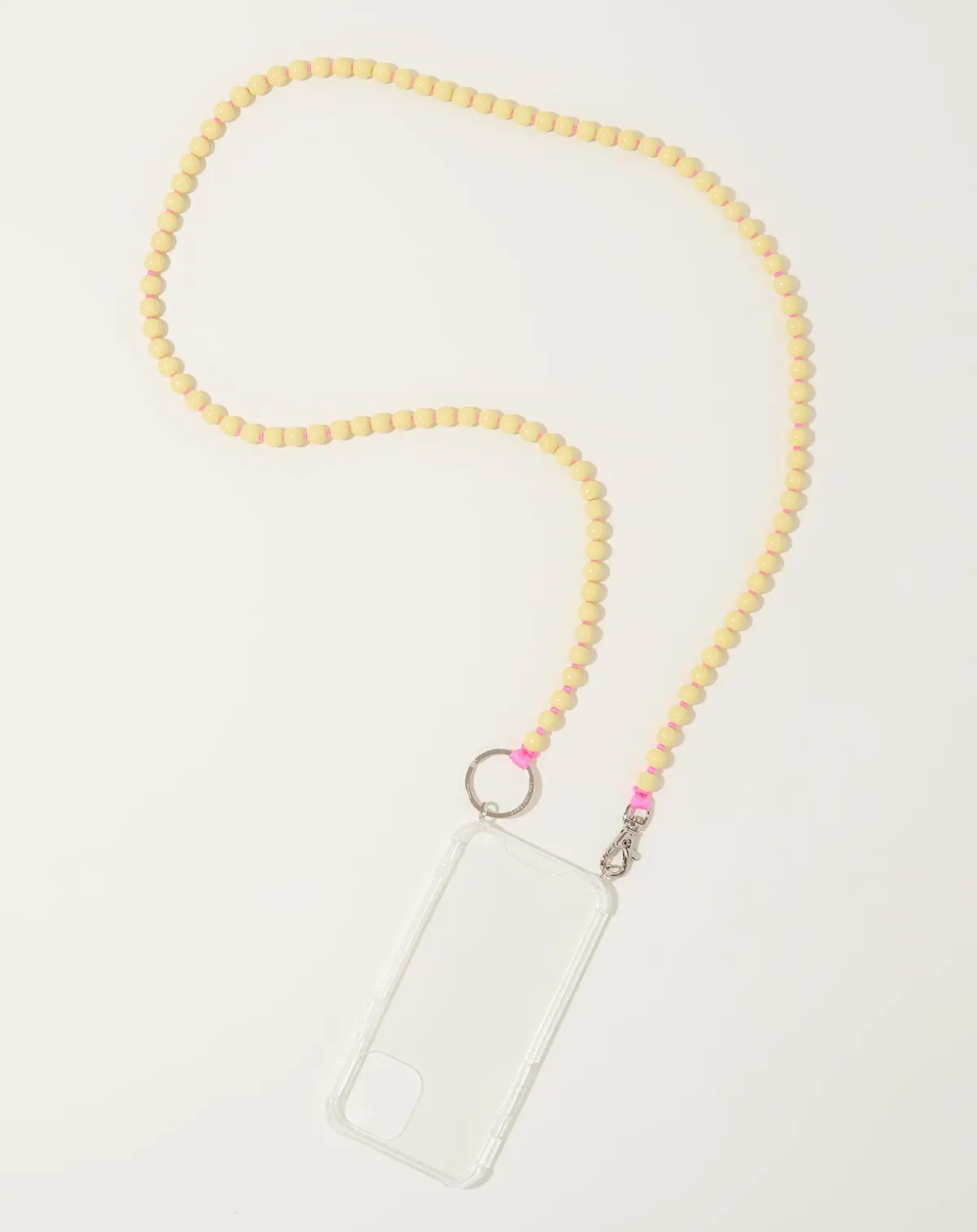 Handykette Iphone Necklace In Pastel Yellow On Pink 1