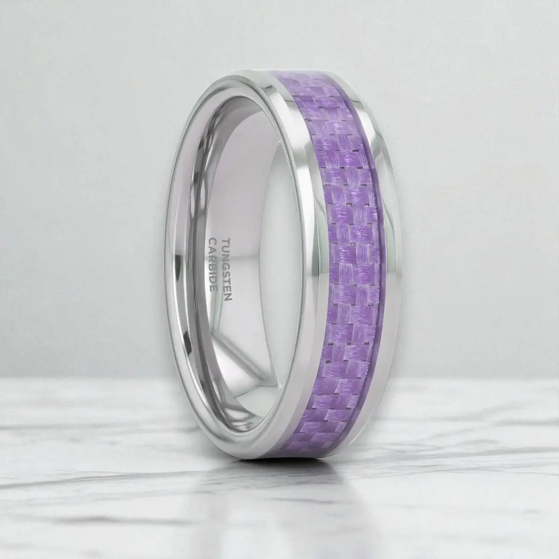 Iris | Tungsten Wedding Band With Purple Carbon Fiber 1