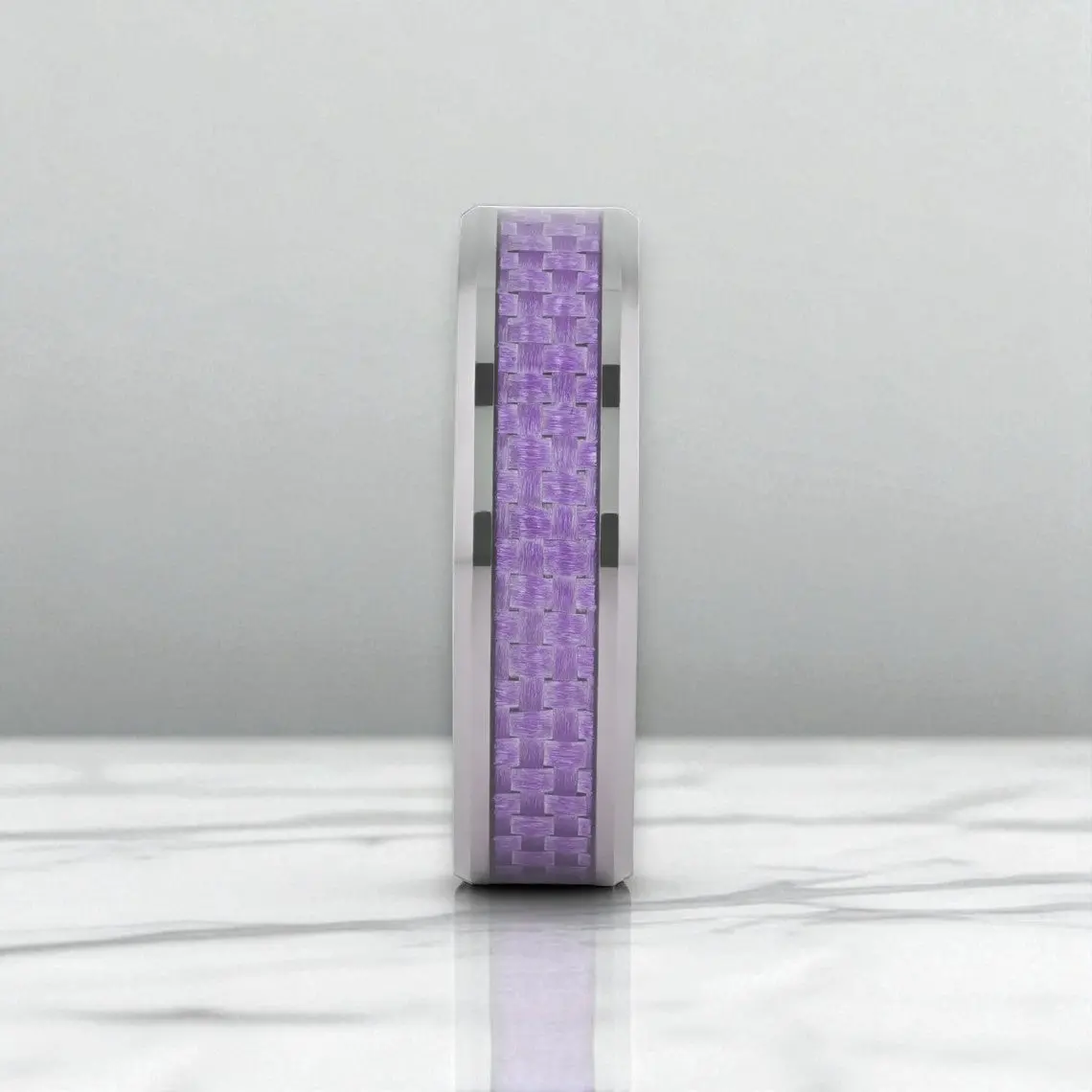 Iris | Tungsten Wedding Band With Purple Carbon Fiber 4