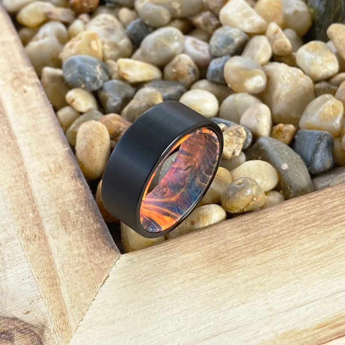 Jack | Blue & Yellow/Orange Wood, Black Flat Brushed Tungsten 5