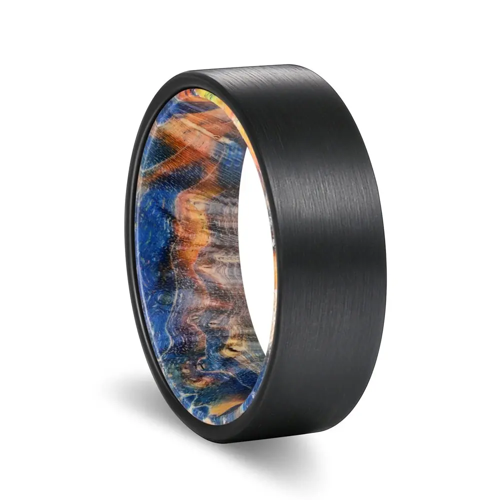Jack | Blue & Yellow/Orange Wood, Black Flat Brushed Tungsten 1