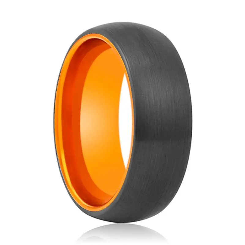 Jaguar | Orange Ring, Black Tungsten Ring, Brushed, Domed 1
