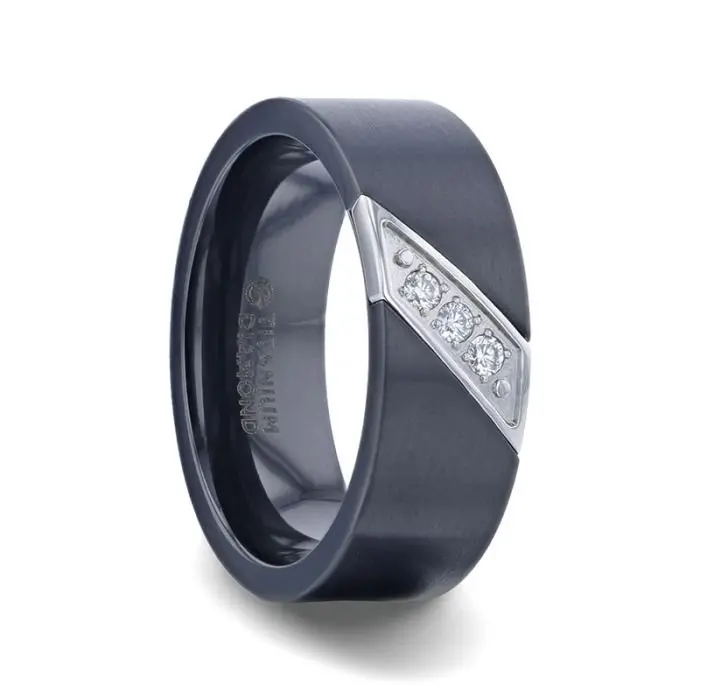 Jaguar | Titanium Ring Silver-Coated Diagonal Design 1