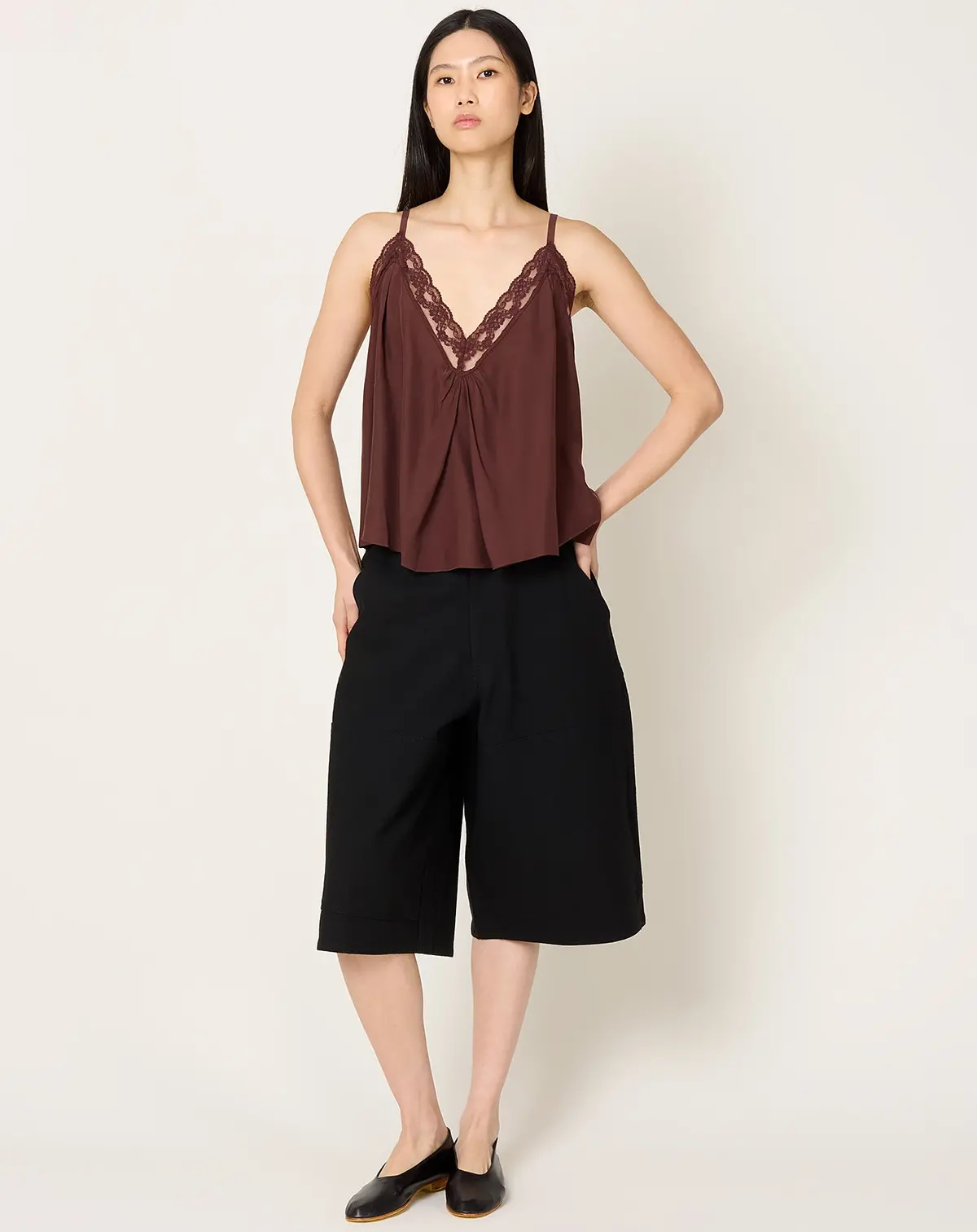 Deep V Cami In Burgundy 1