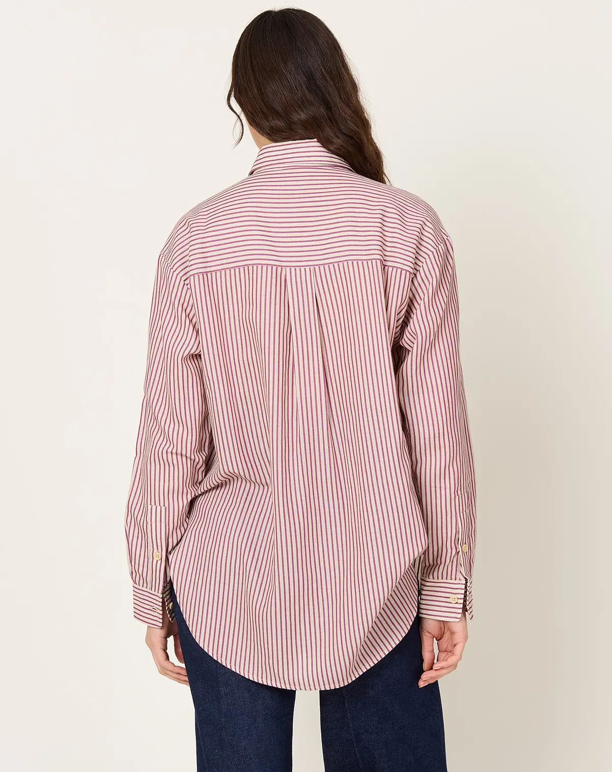 Stripe Essential Shirt In Burgundy & Natural 3
