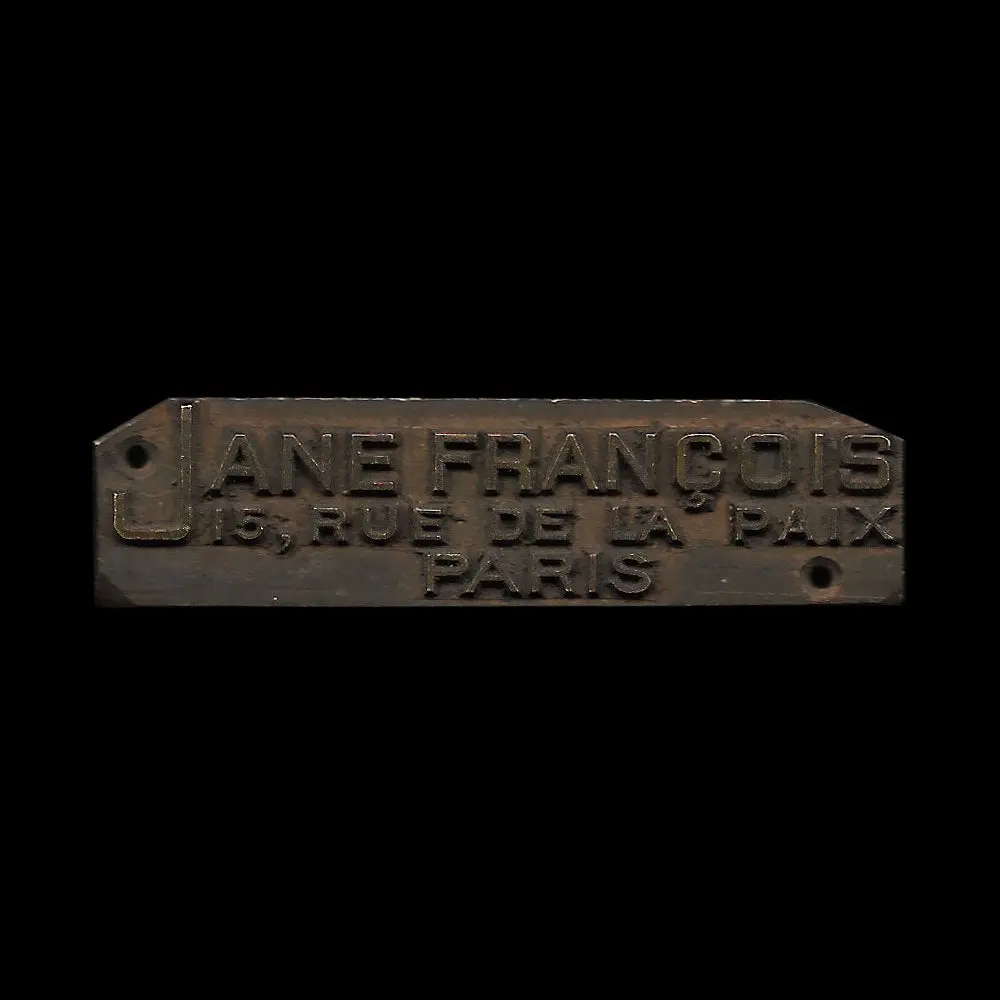 Jane François - Matrice D'impression Jane François 15 Rue De La Paix Paris (1930-1940S) 1
