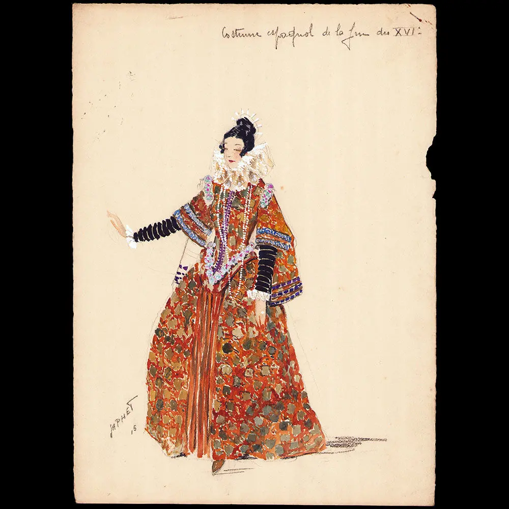 Japhet - Dessin D'un Costume Espagnol Du Xvième Siècle (1915) 1
