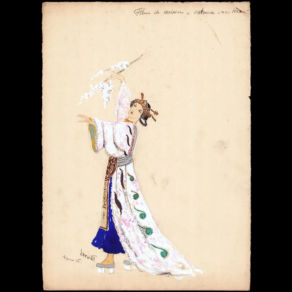Japhet - Dessin D'un Costume Japonais Fleur De Cerisier (1915) 1