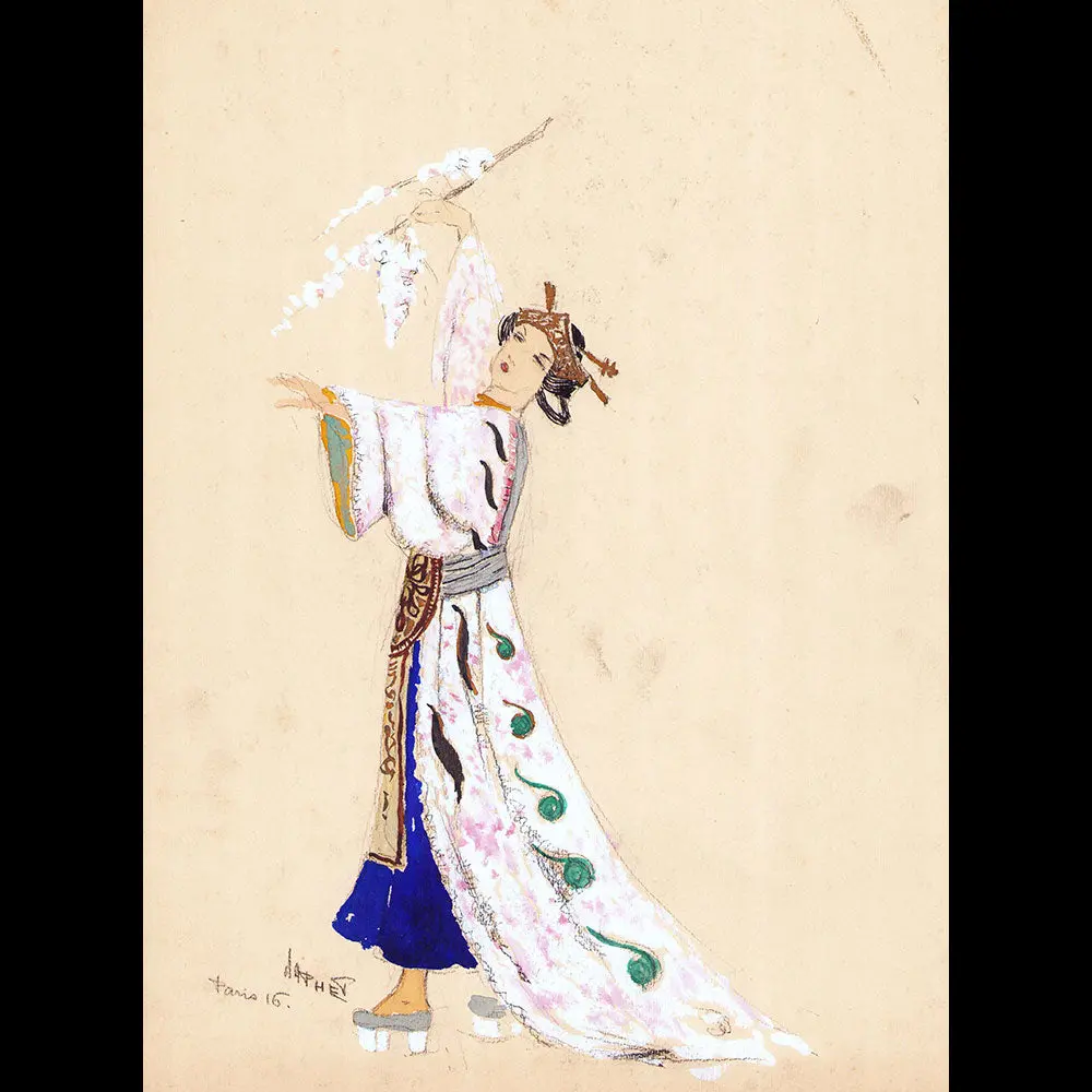 Japhet - Dessin D'un Costume Japonais Fleur De Cerisier (1915) 2