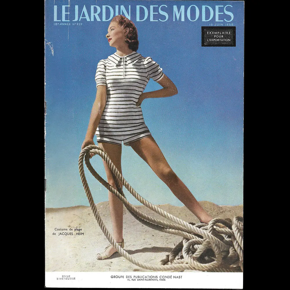 Le Jardin Des Modes, N°259, 15 Juin 1938, Costume De Plage De Jacques Heim 1