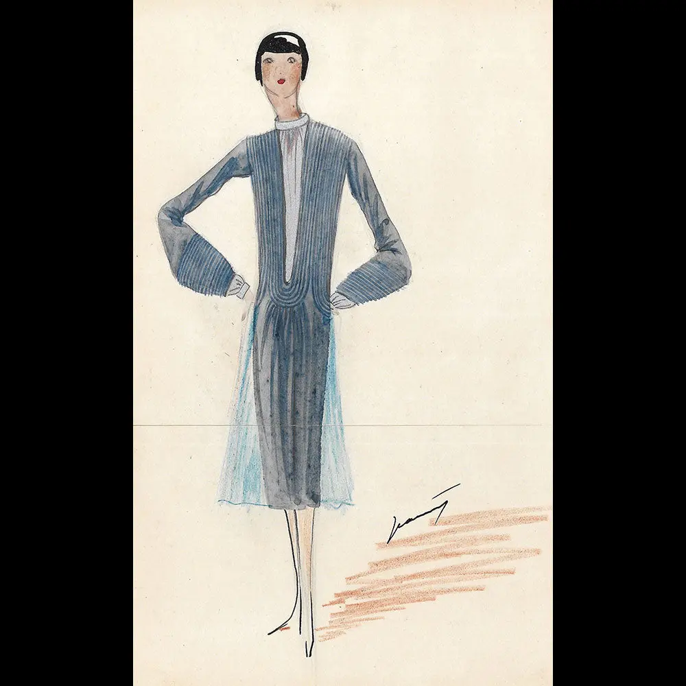 Dessin D'un Modèle De Madeleine Jeannest (Circa 1925-1930) 1