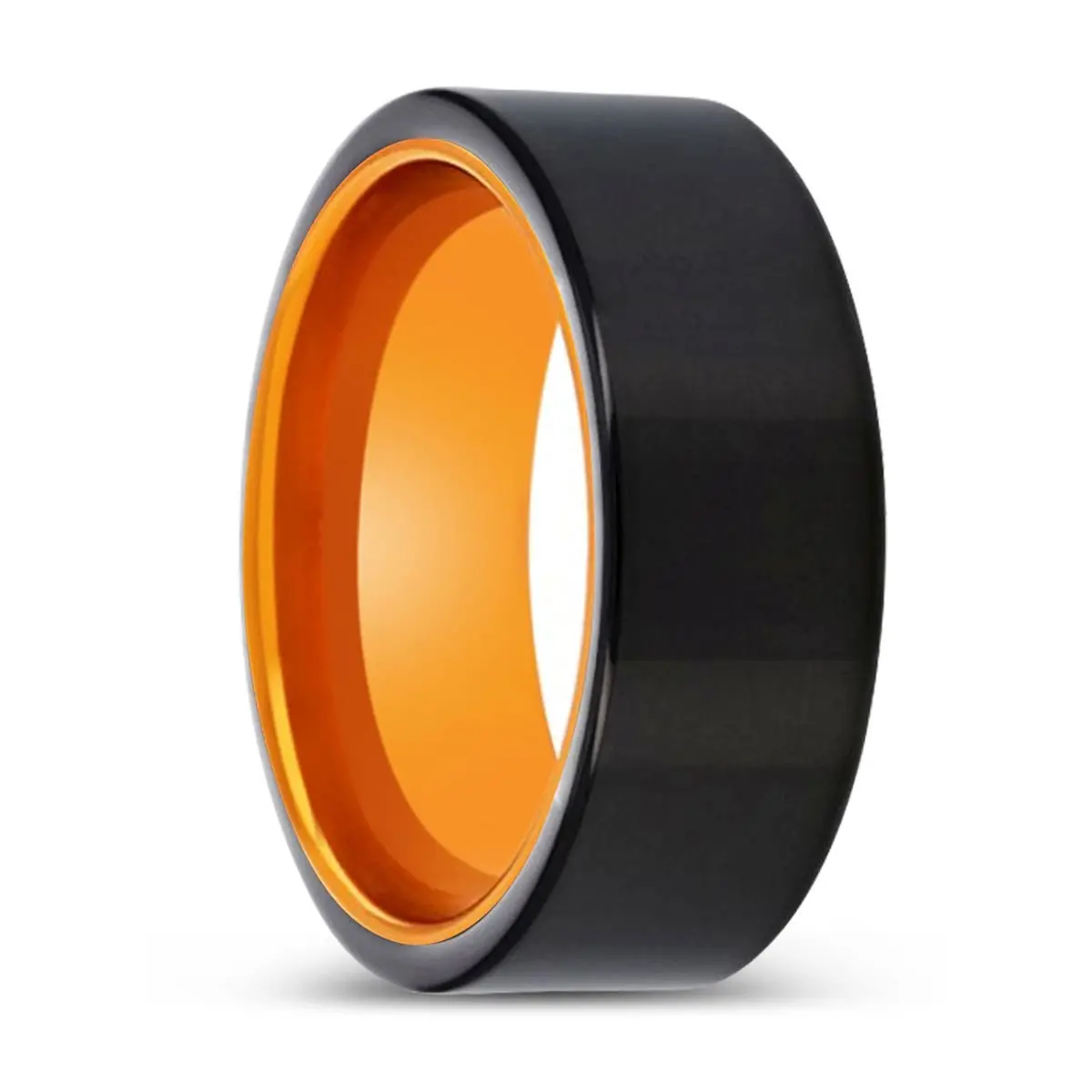 Jerold | Orange Ring, Black Tungsten Ring, Shiny, Flat 1