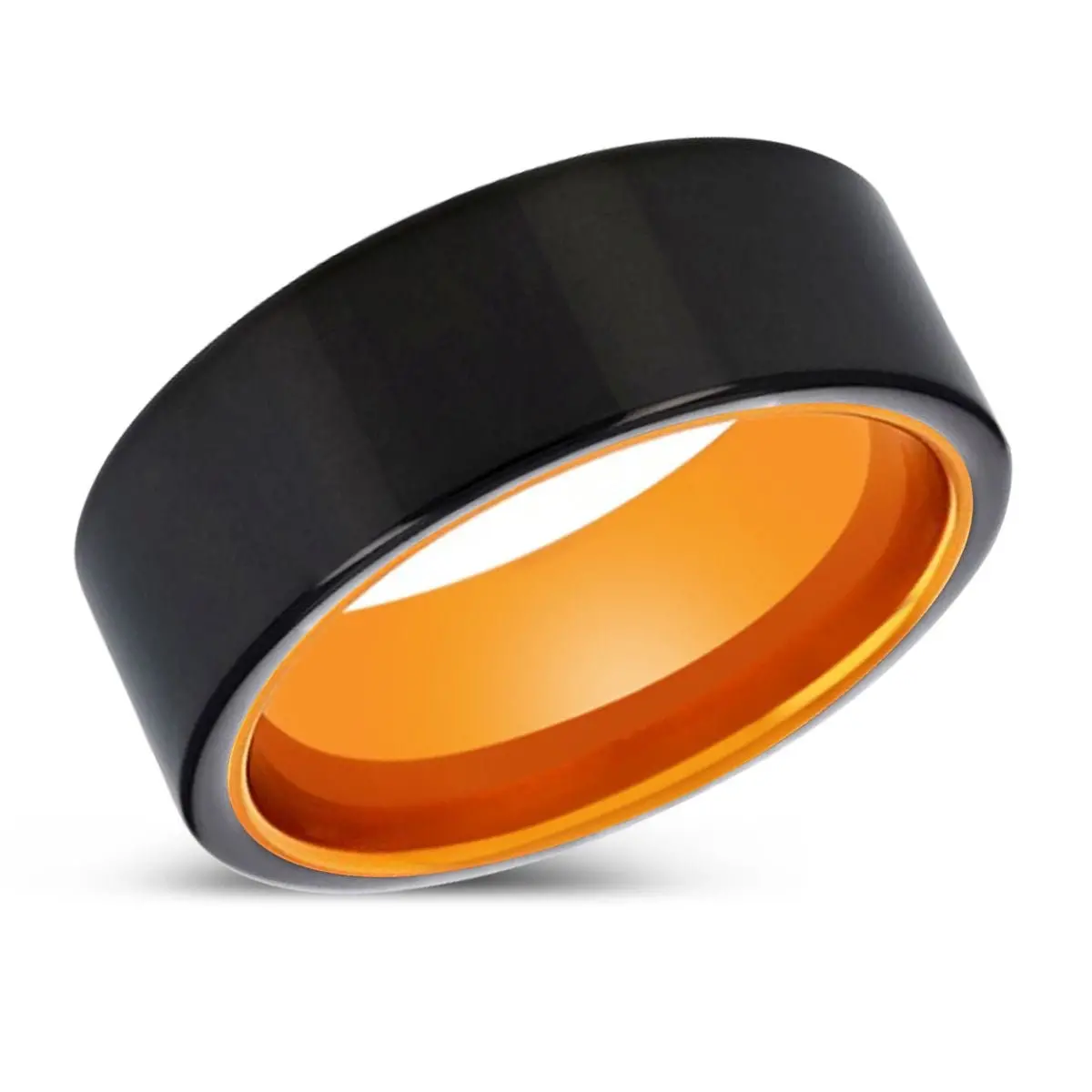 Jerold | Orange Ring, Black Tungsten Ring, Shiny, Flat 2