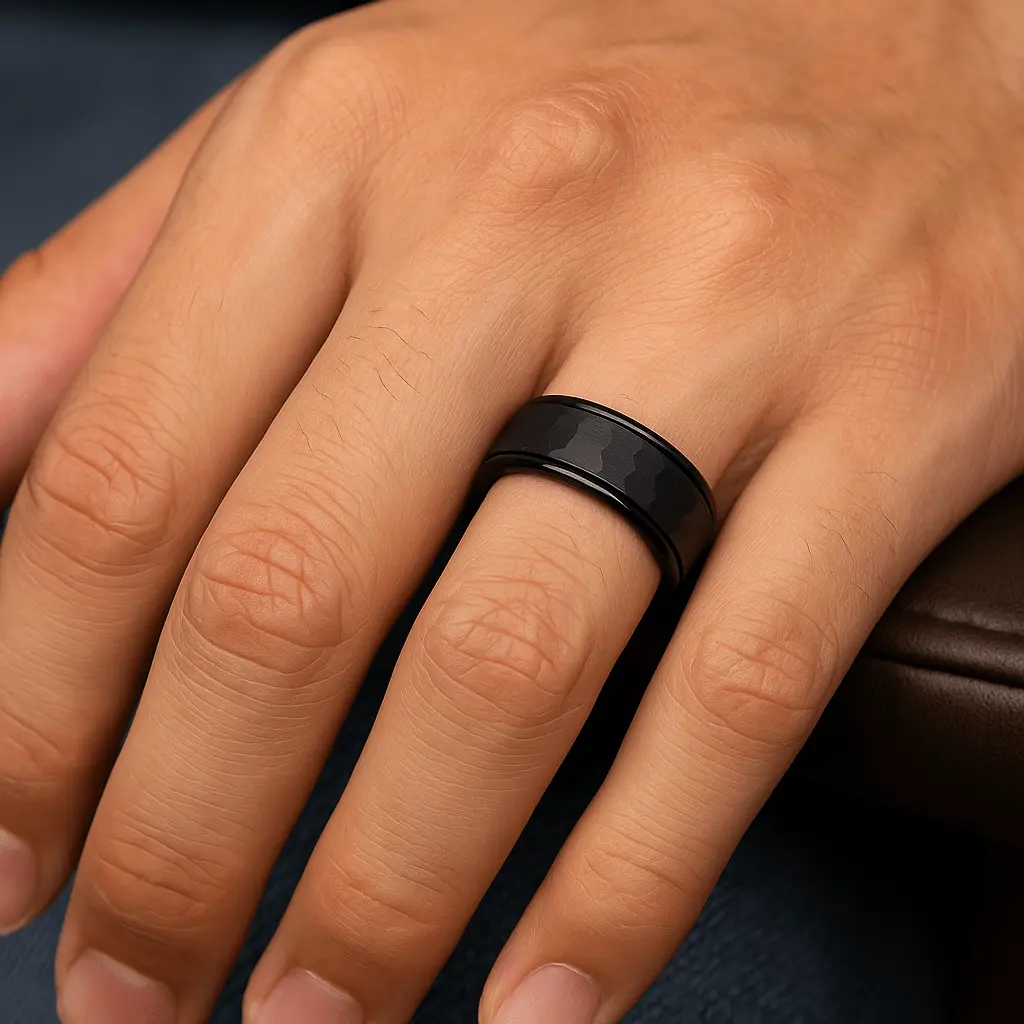 Joiner | Black Hammered Tungsten Wedding Band 2