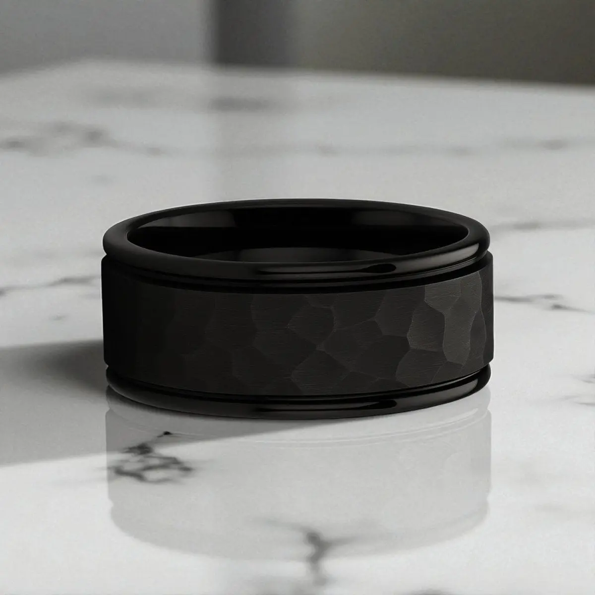 Joiner | Black Hammered Tungsten Wedding Band 5