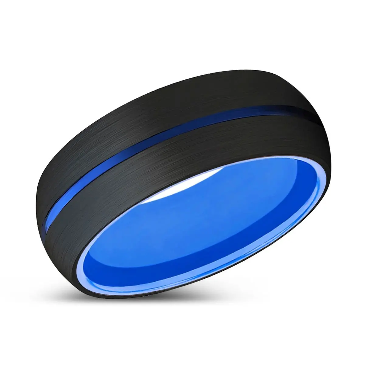 Jolt | Blue Ring, Black Tungsten Ring, Blue Groove, Domed 2
