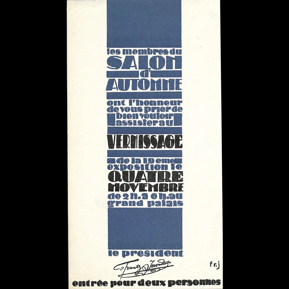 Jourdain - Invitation Au Vernissage Du Salon D'automne (1926) 1