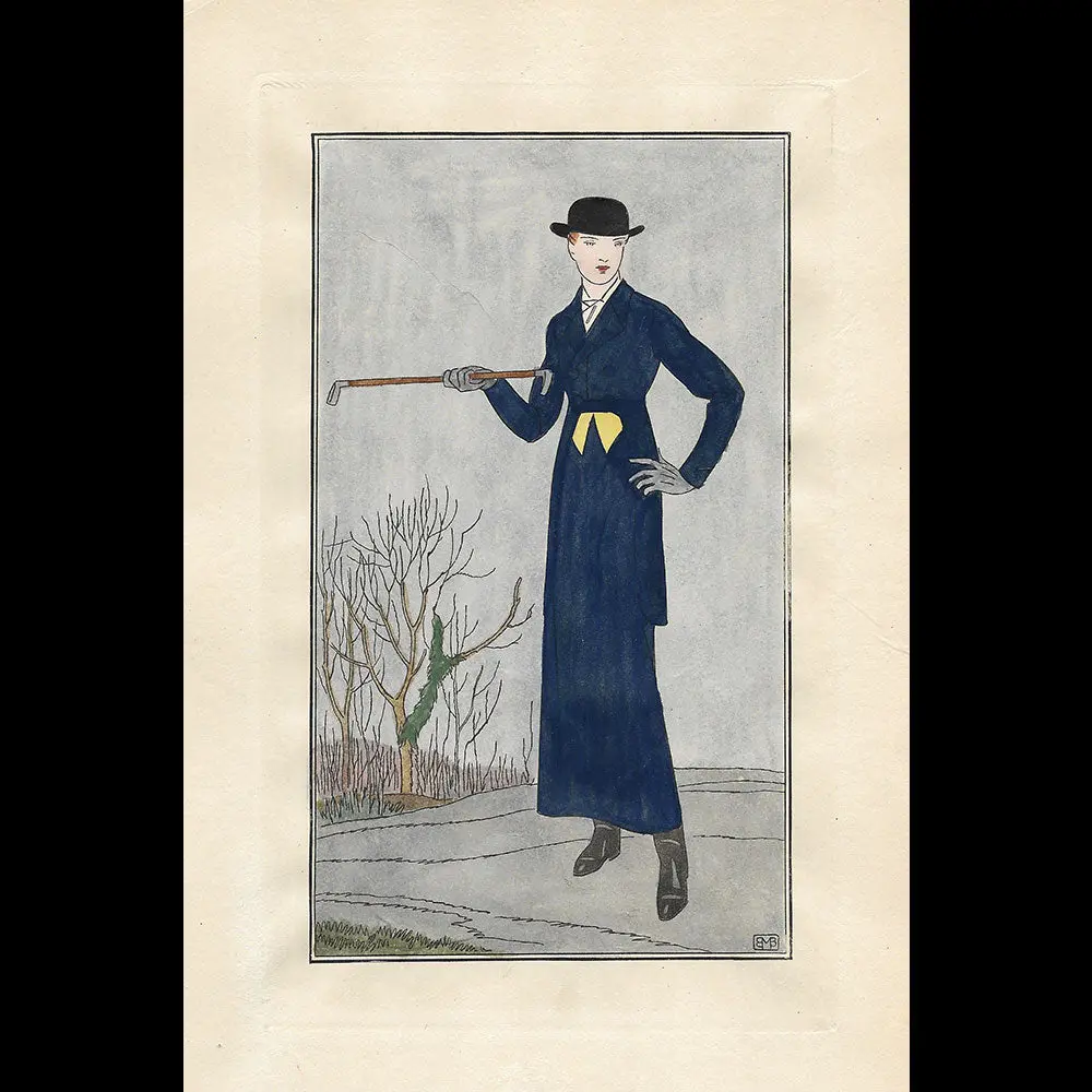 Journal Des Dames Et Des Modes, Costumes Parisiens (1913) - Une Amazone, Épreuve Avant La Lettre De Bernard Boutet De Monvel 1