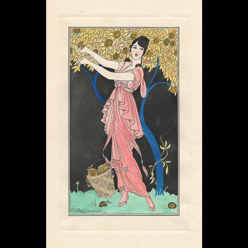 Journal Des Dames Et Des Modes, Costumes Parisiens (1914) - Robe De Bal, Épreuve Avant La Lettre Sur Japon De Robert Dammy 1