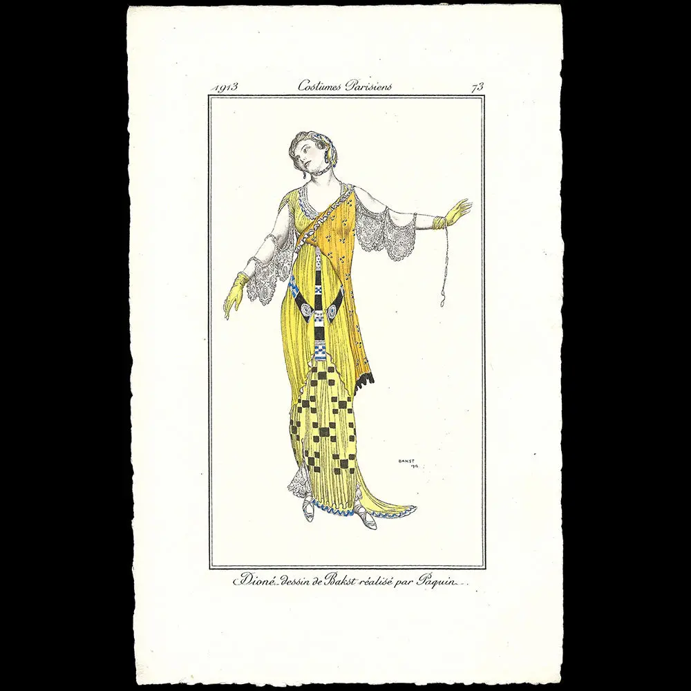 Journal Des Dames Et Des Modes, Costumes Parisiens - Dioné, Planche De Bakst (1913) 1