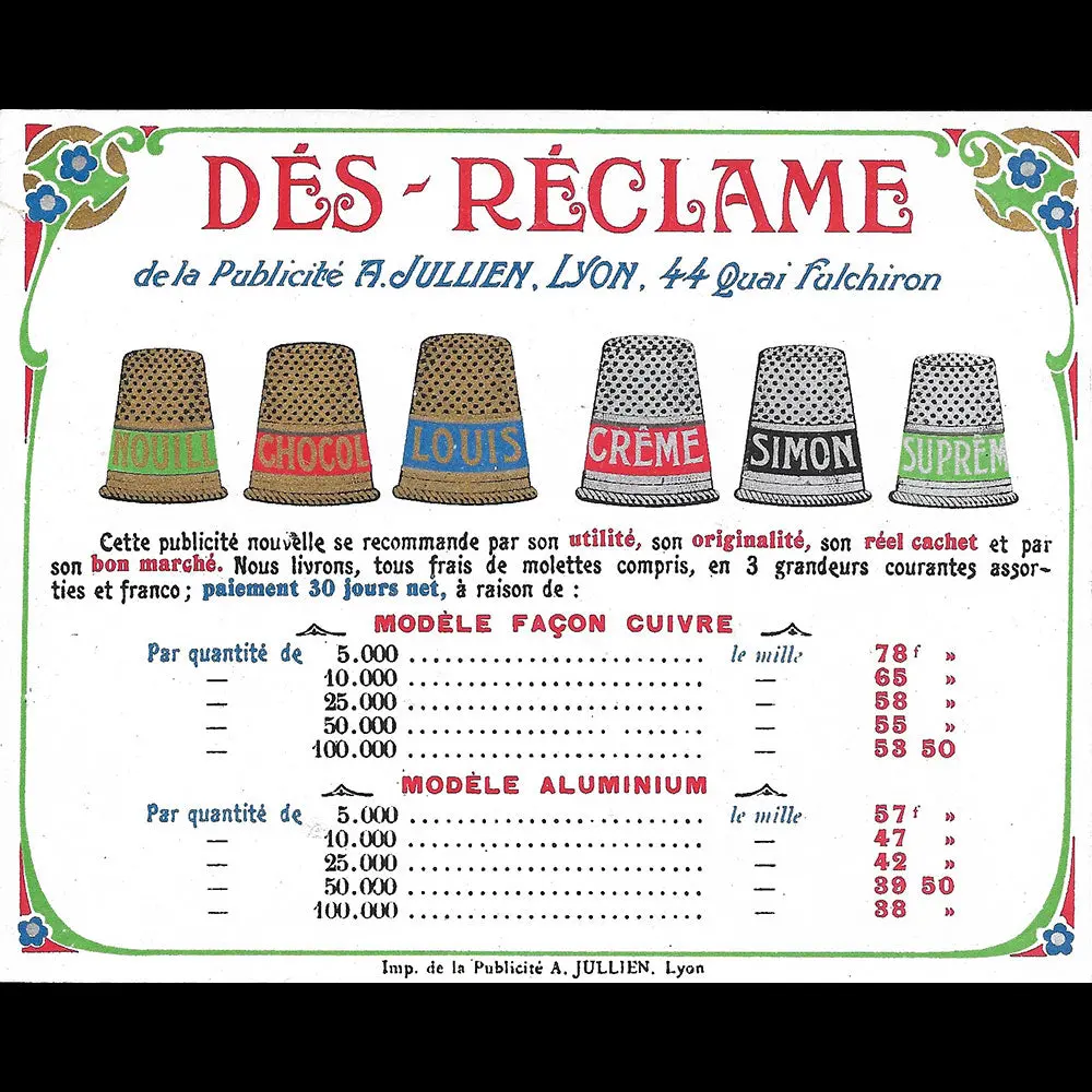 Publicité A. Jullien - Dés Réclame, Carte Illustrée (1900S) 1
