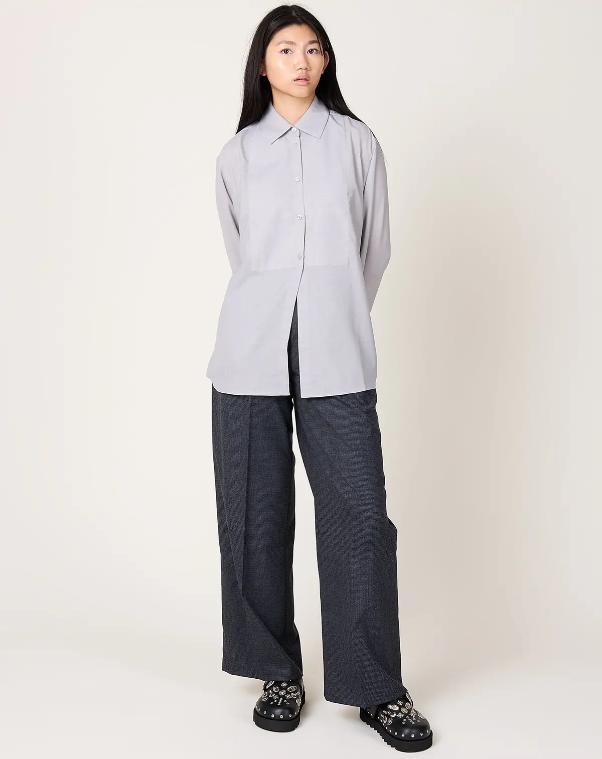 Chloé Bib Button Down In Light Silver 1