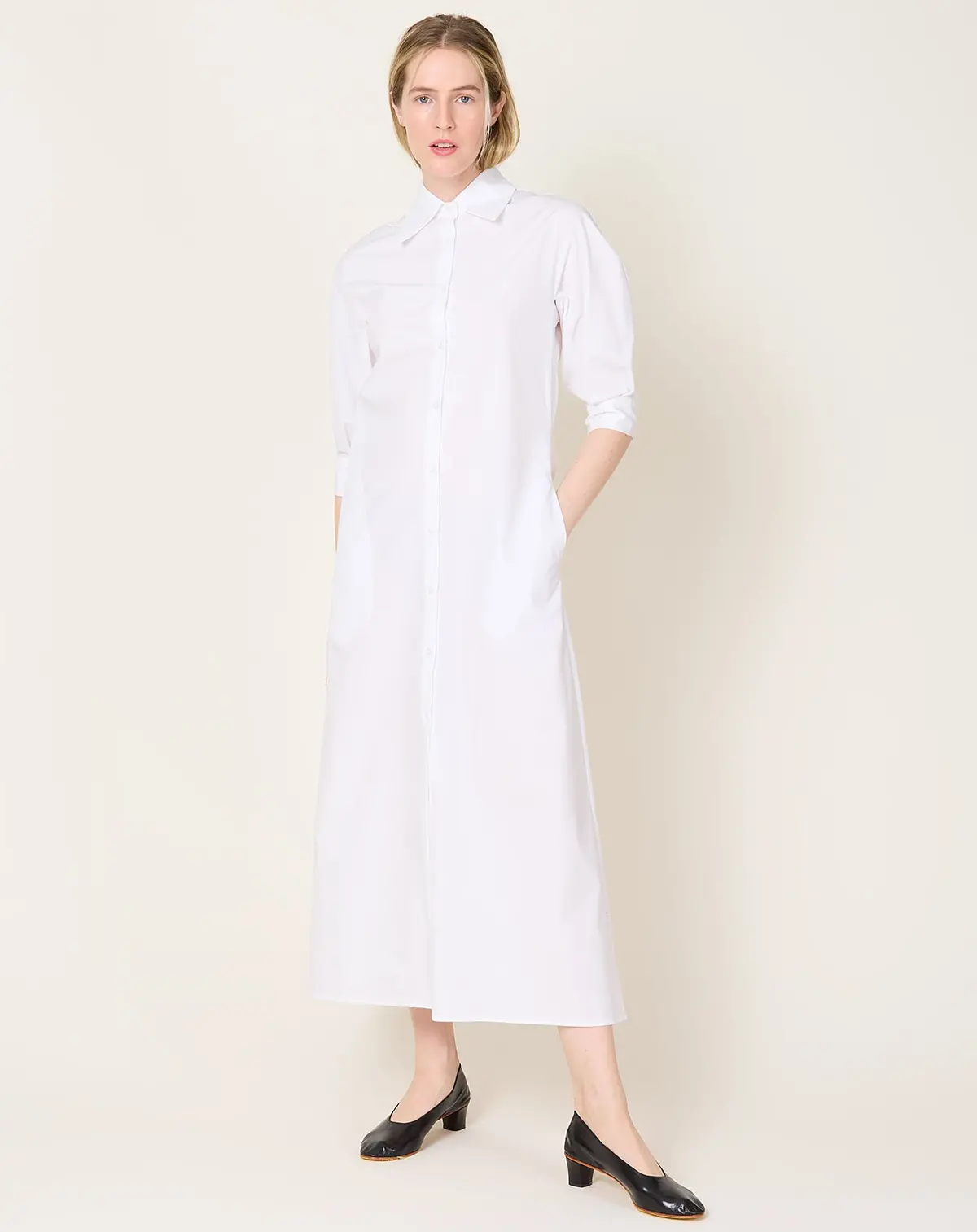 Marla Dolman Shirtdress In White 1