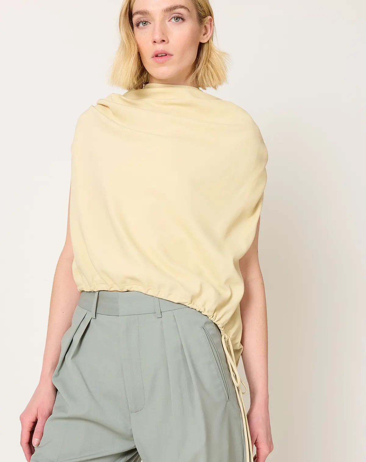 Naia Draped Top In Parchment Crepe 1