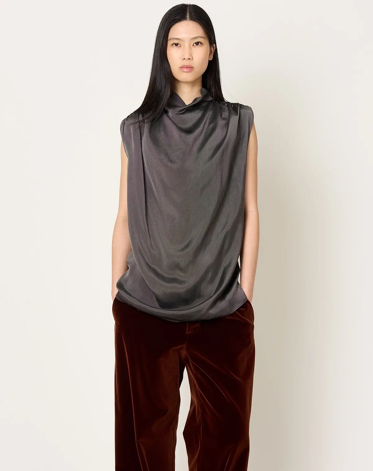 Penny Draped Top In Chrome 1