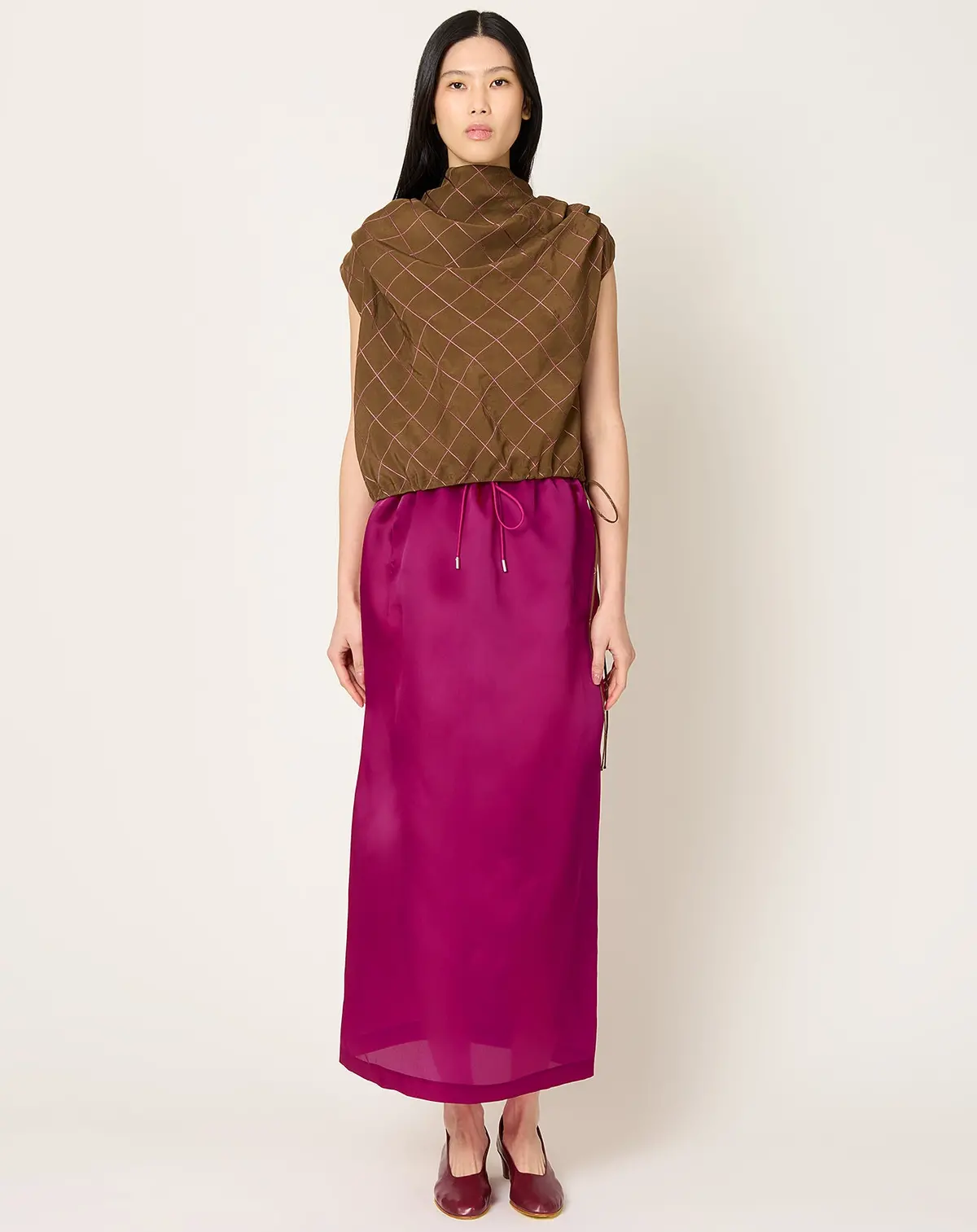 Regina Drawstring Skirt In Peony 1
