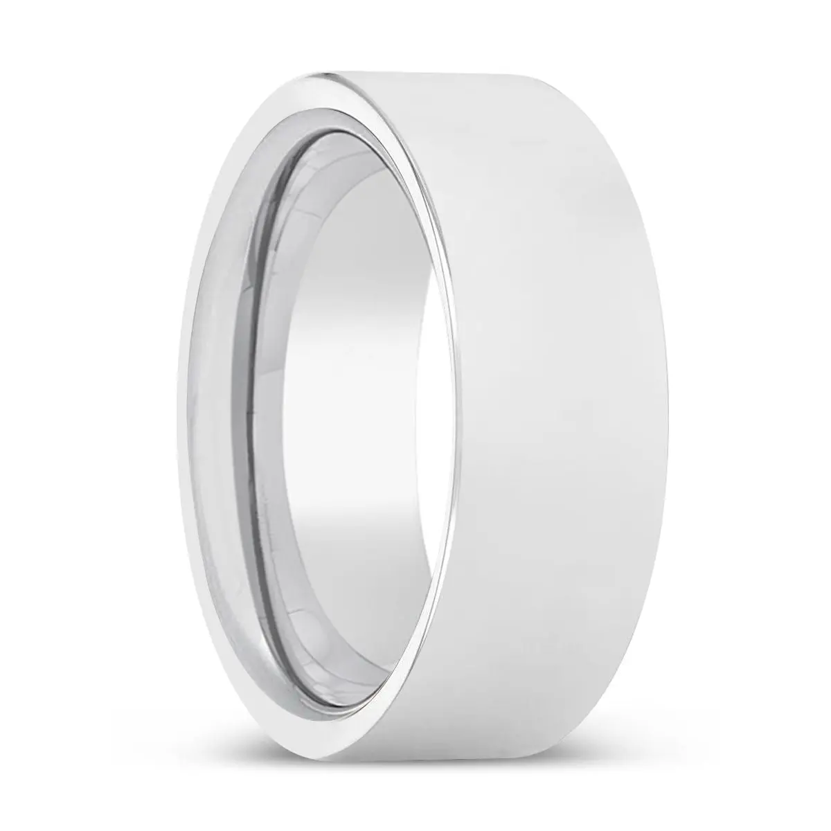 Kalvin | Silver Ring, Silver Tungsten Ring, Shiny, Flat 1