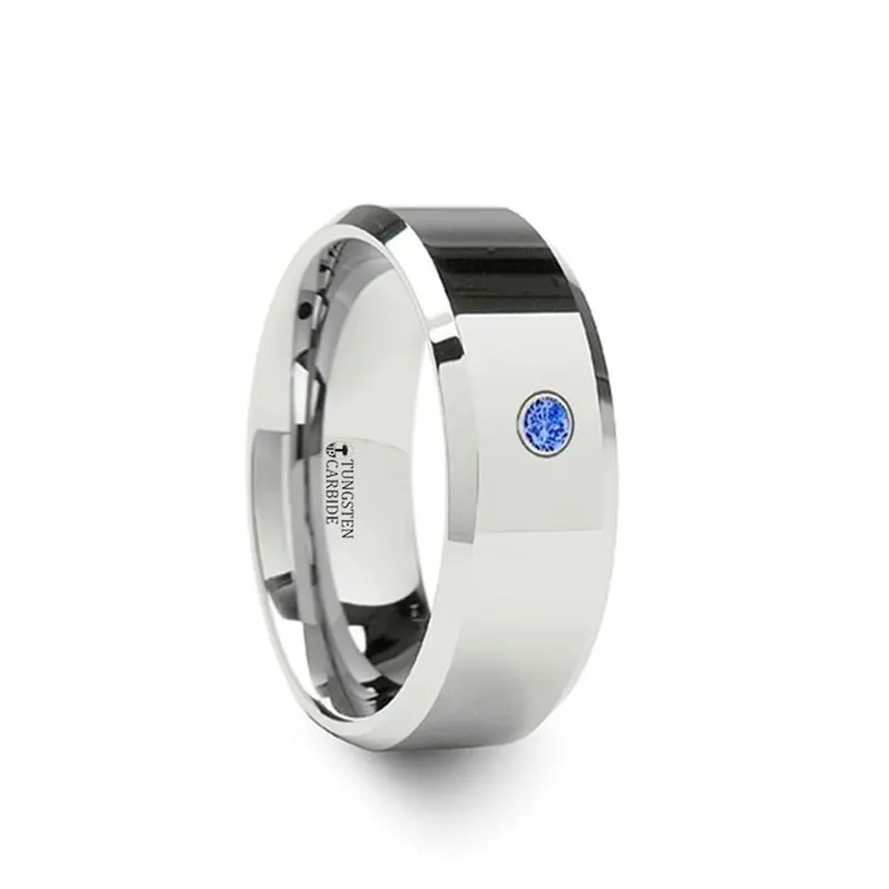 Kensington | Tungsten Ring Beveled Blue Diamond 1