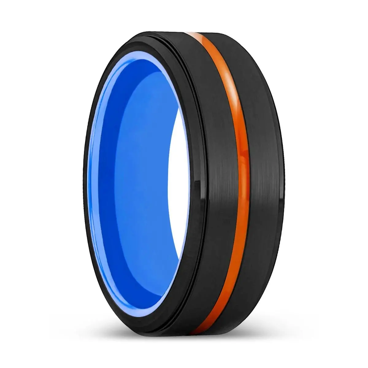 Killeen | Blue Ring, Black Tungsten Ring, Orange Groove, Stepped Edge 1