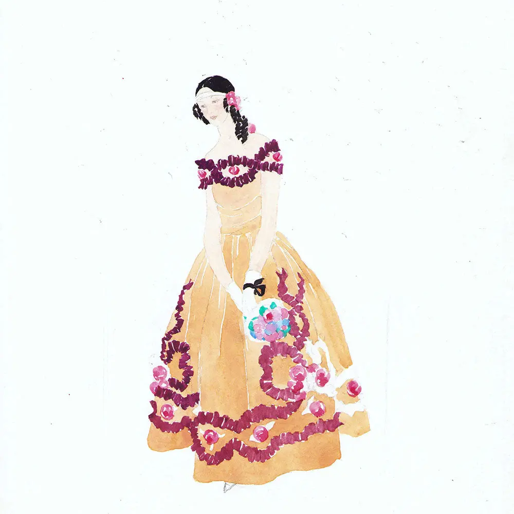 Elégante En Robe De Style, Dessin De L'hom Pour Une Revue De Mode (1920S) 2