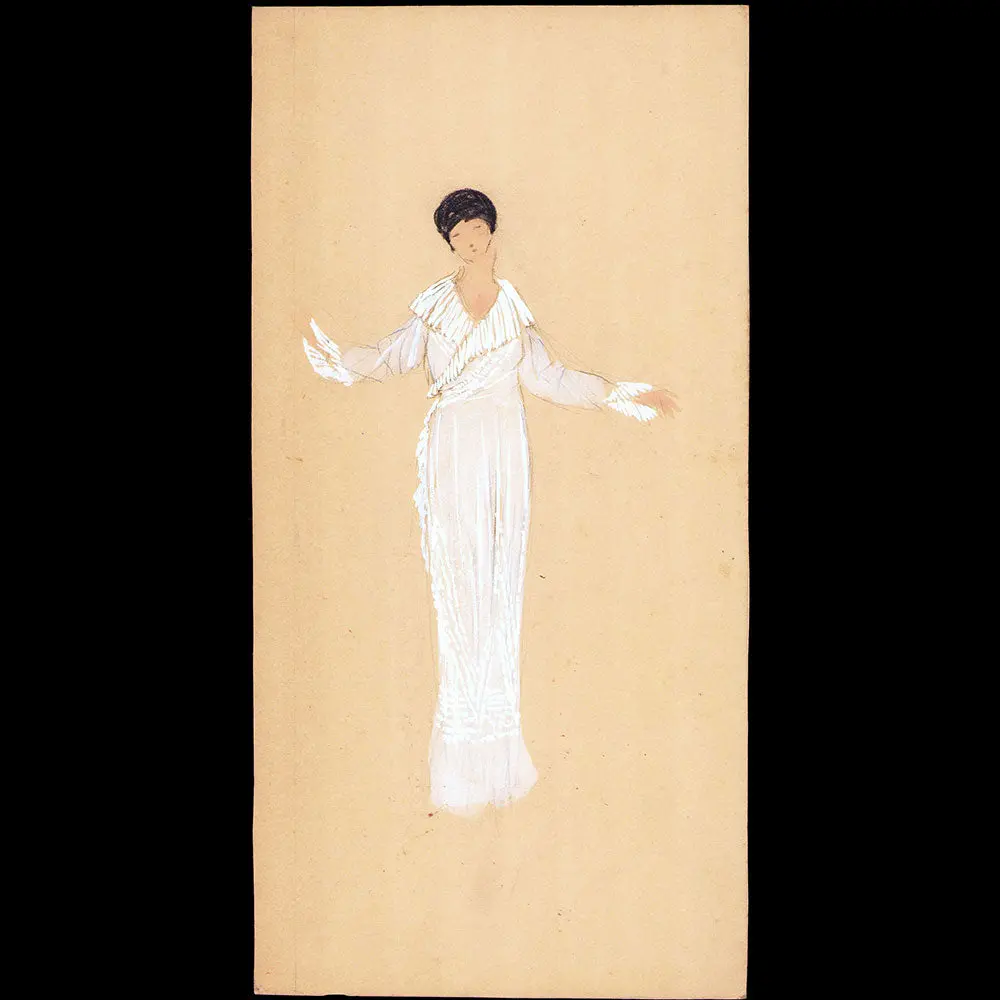 Elégante En Robe Déshabillée, Dessin De L'hom Pour Une Revue De Mode (1910S) 1